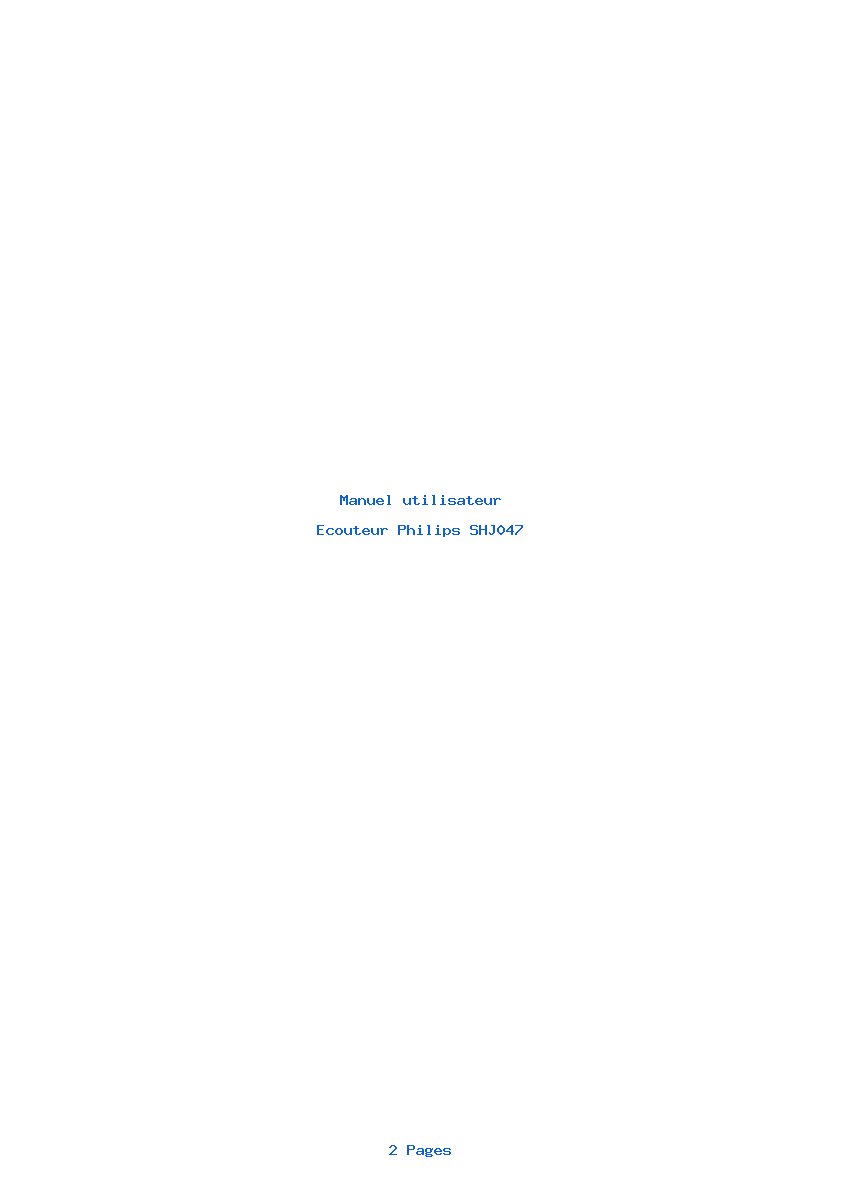 Page 1 de la notice Manuel utilisateur Philips SHJ047