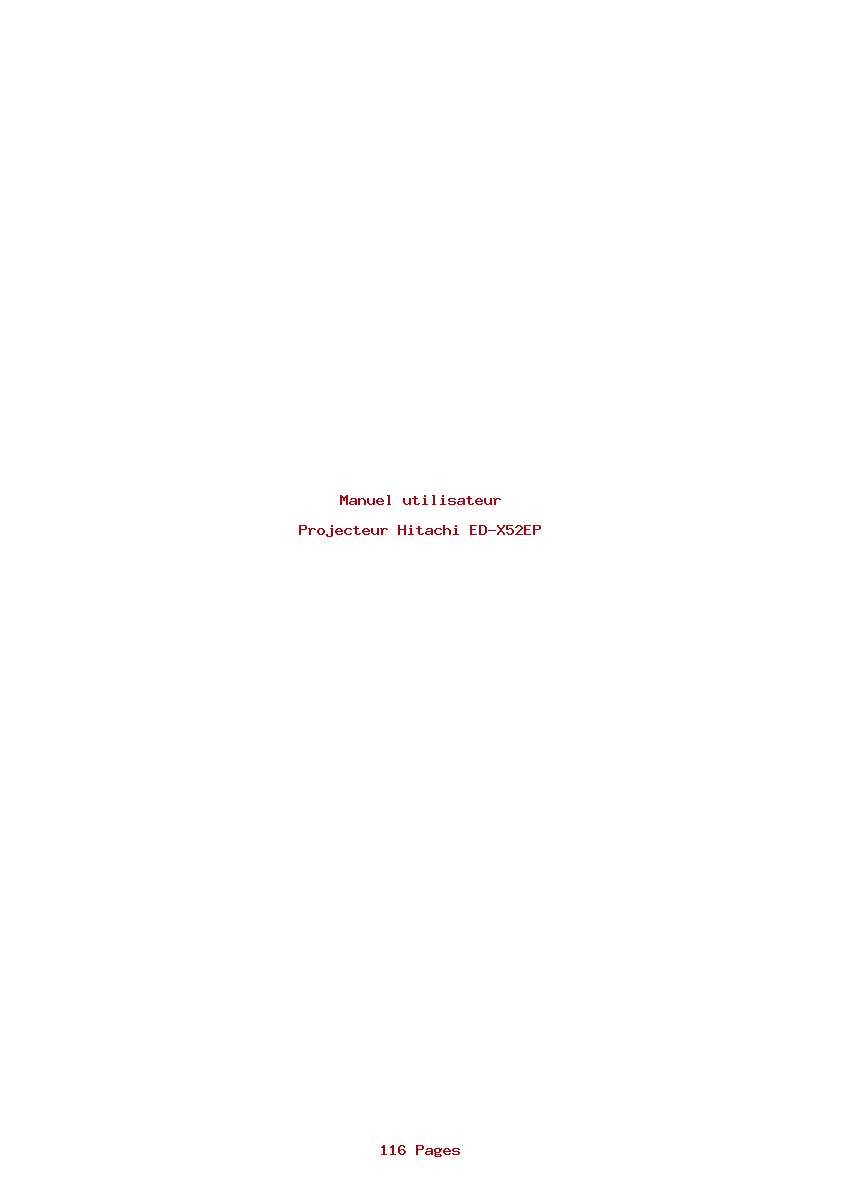 Page 1 de la notice Manuel utilisateur Hitachi ED-X52EP