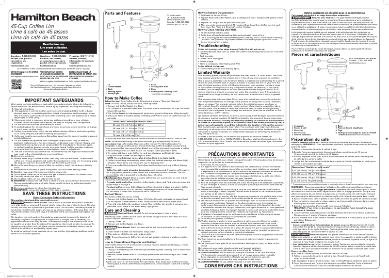 Page 1 of the manual User Manual Hamilton Beach 40515G