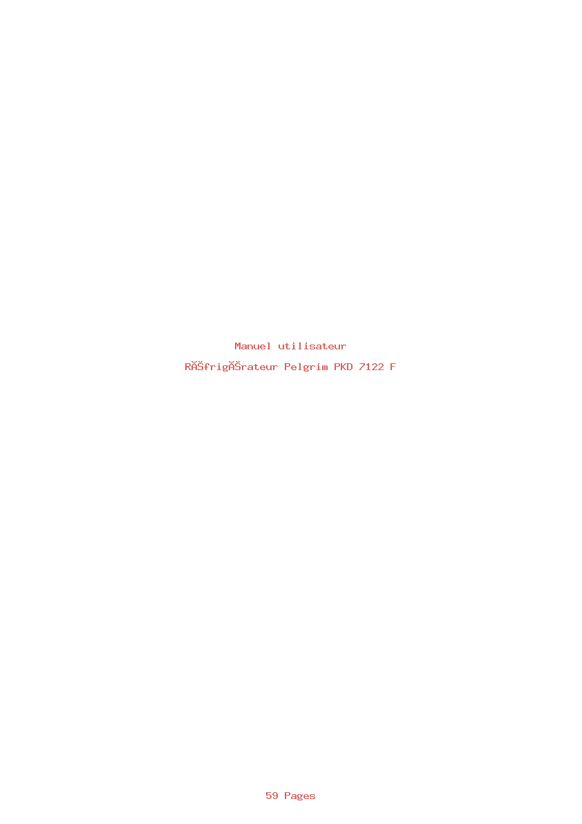 Page 1 de la notice Manuel utilisateur Pelgrim PKD 7122 F