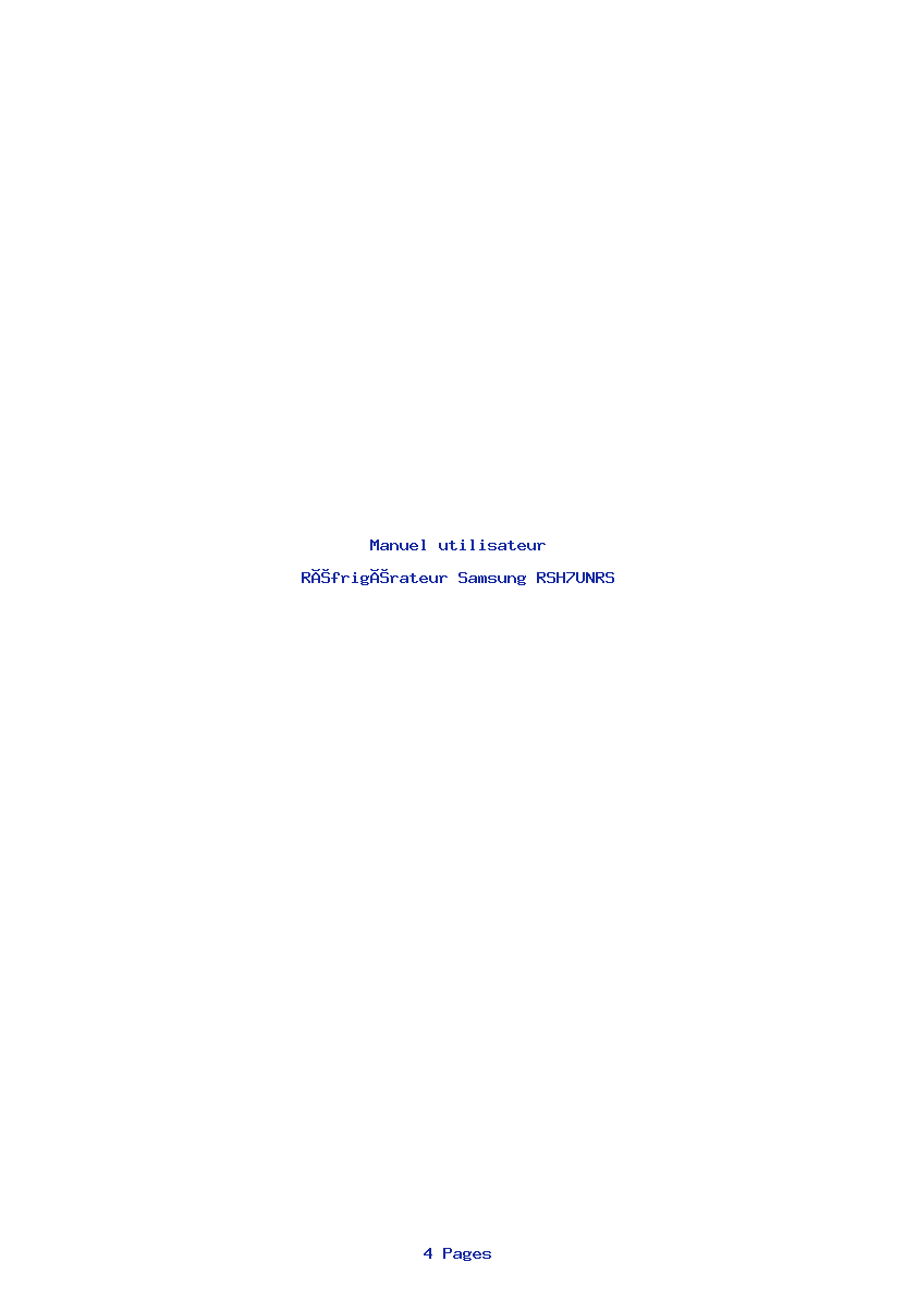 Page 1 de la notice Manuel utilisateur Samsung RSH7UNRS