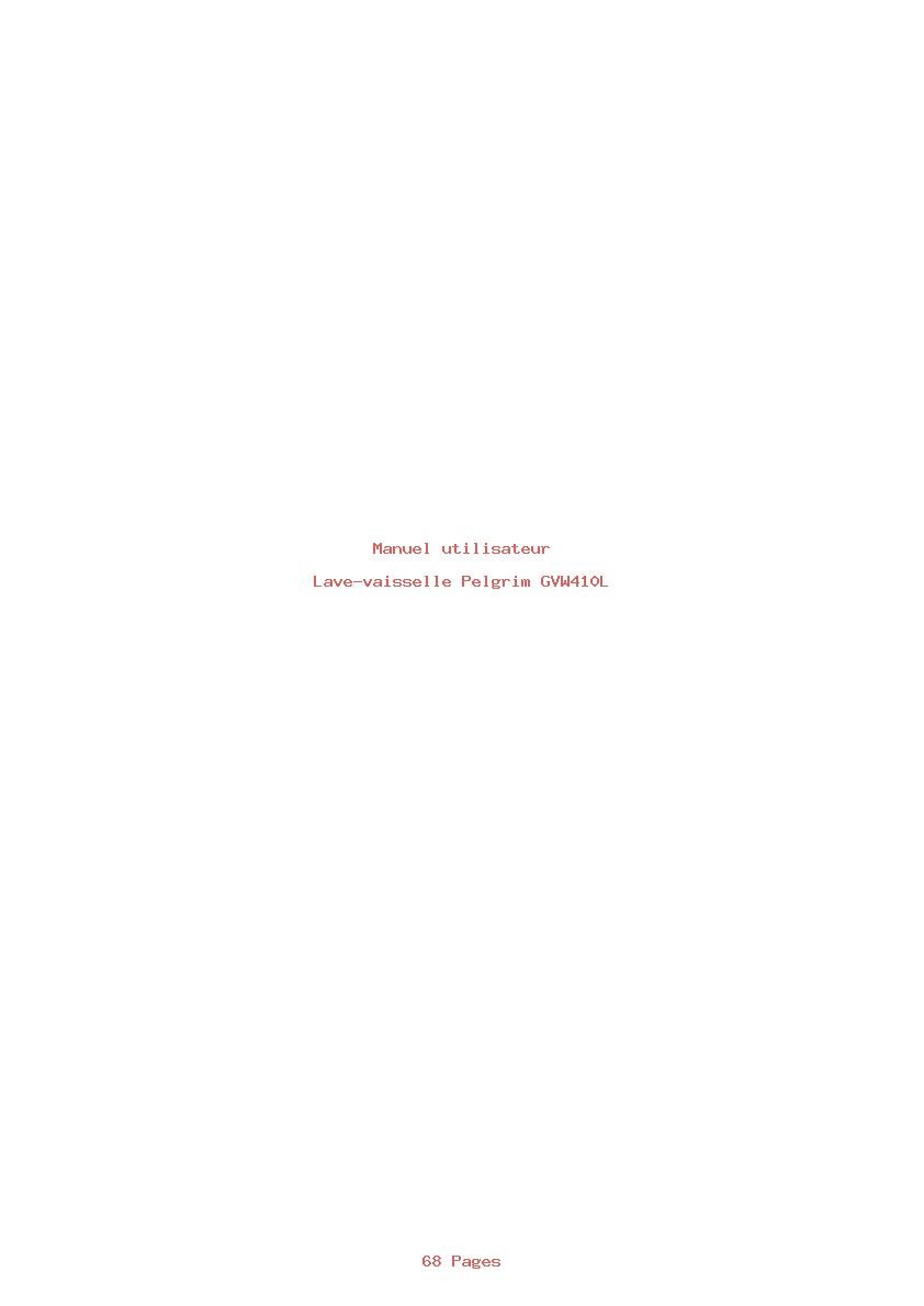 Page 1 de la notice Manuel utilisateur Pelgrim GVW410L