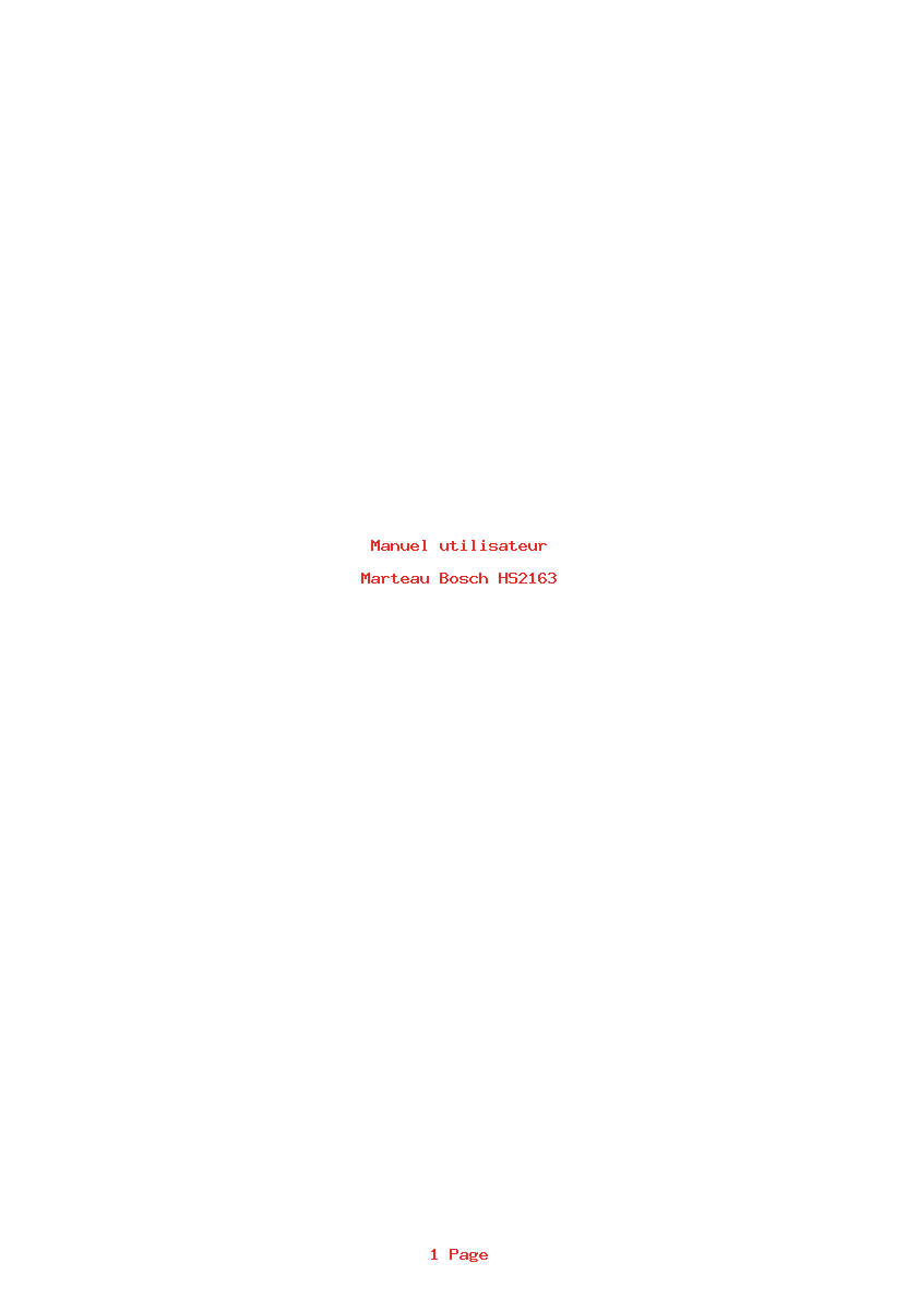 Page 1 de la notice Manuel utilisateur Bosch HS2163