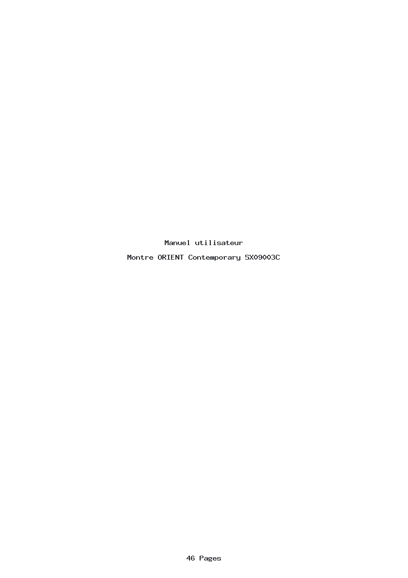 Page 1 de la notice Manuel utilisateur ORIENT Contemporary SX09003C
