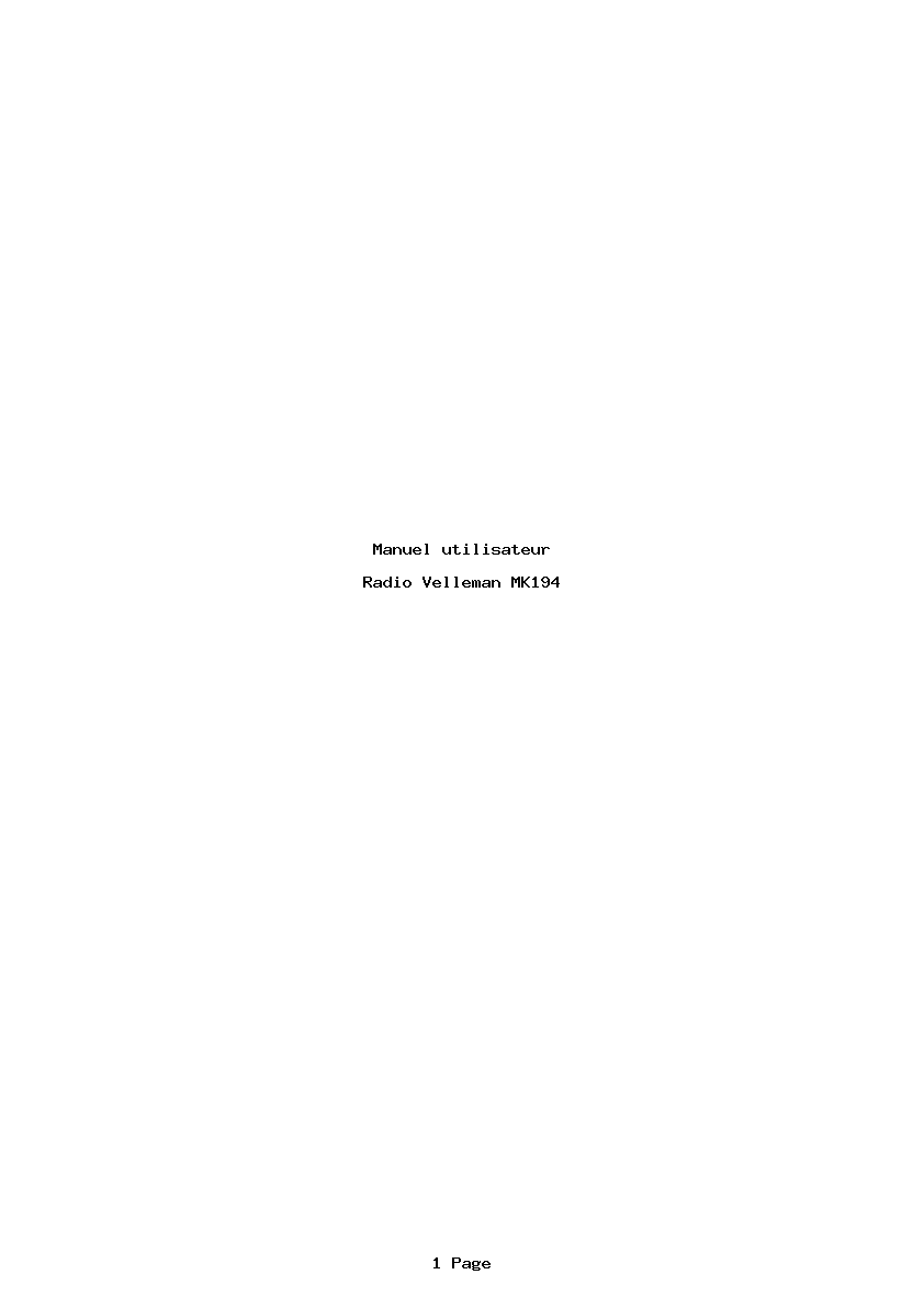Page 1 de la notice Manuel utilisateur Velleman MK194