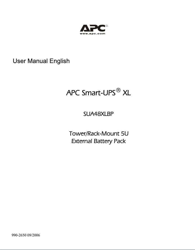 Page 1 de la notice Manuel utilisateur APC Smart-UPS XL