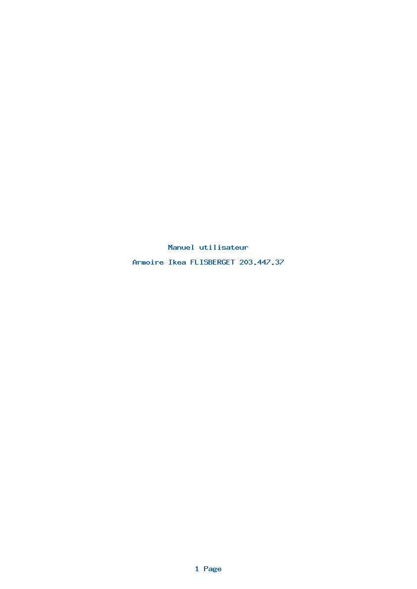 Page 1 de la notice Manuel utilisateur Ikea FLISBERGET 203.447.37