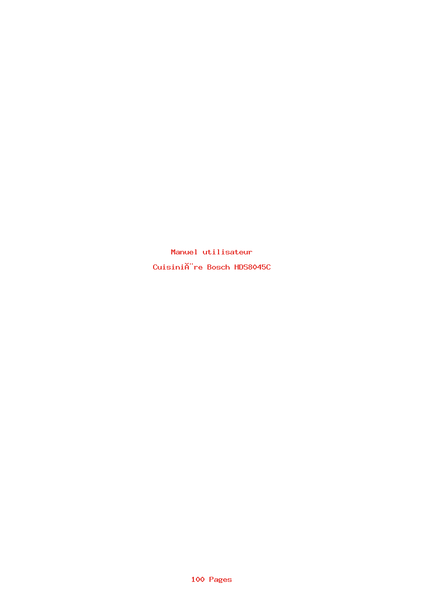 Page 1 de la notice Manuel utilisateur Bosch HDS8045C