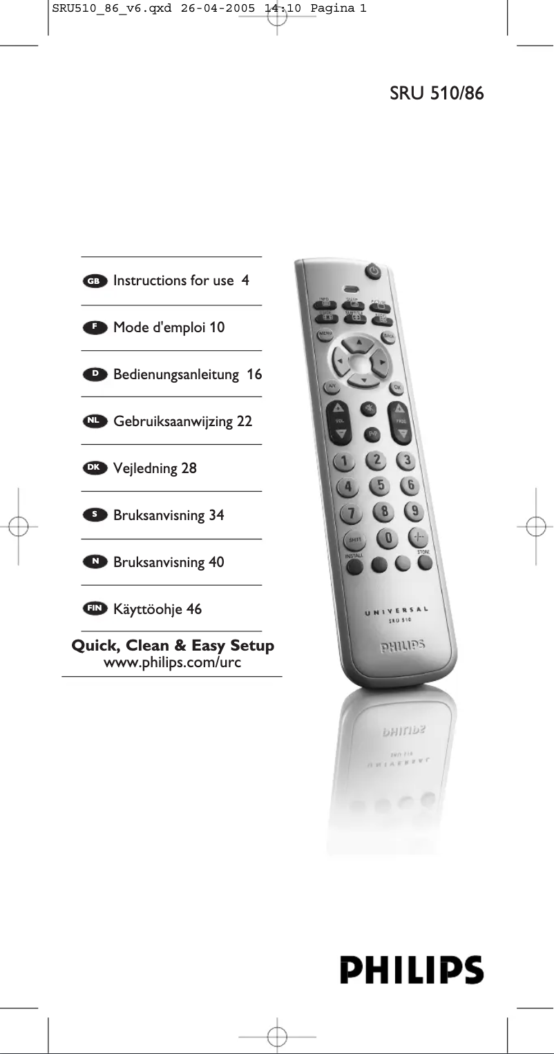 Página 1 del manual Manual de instrucciones Philips SRU510