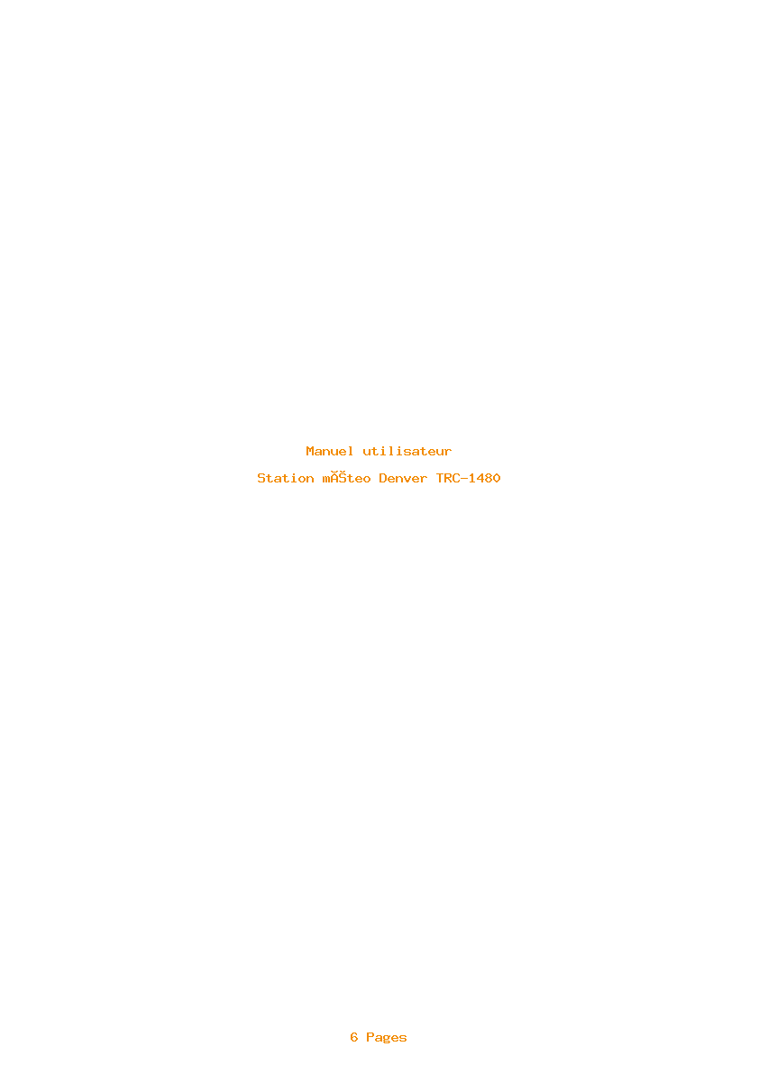 Page 1 de la notice Manuel utilisateur Denver TRC-1480