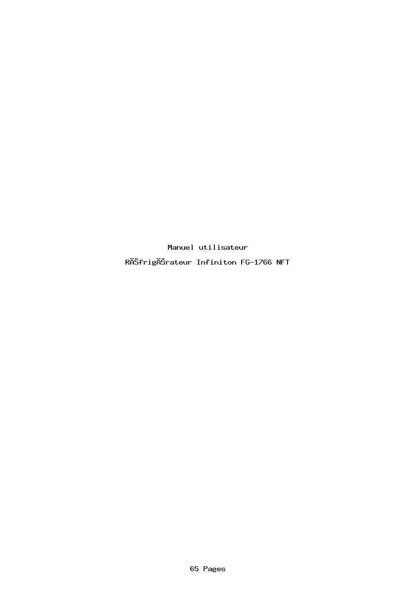 Page 1 de la notice Manuel utilisateur Infiniton FG-1766 NFT