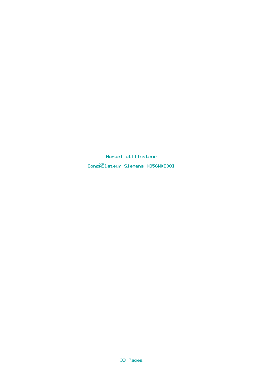 Page 1 de la notice Manuel utilisateur Siemens KD56NXI30I