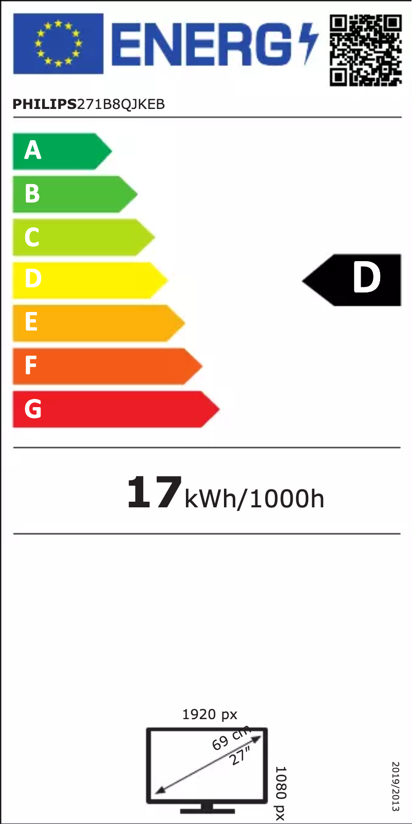 Page n°1 - Label énergétique Philips 271B8QJKEB
