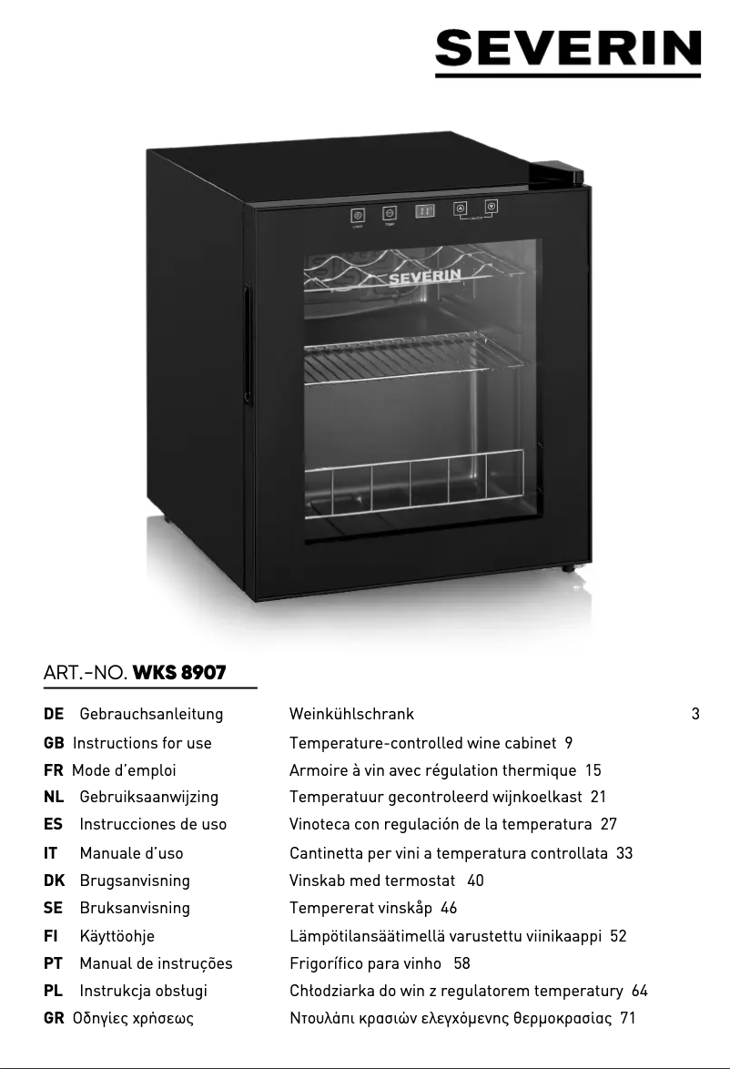 Page 1 de la notice Manuel utilisateur Severin WKS 8907