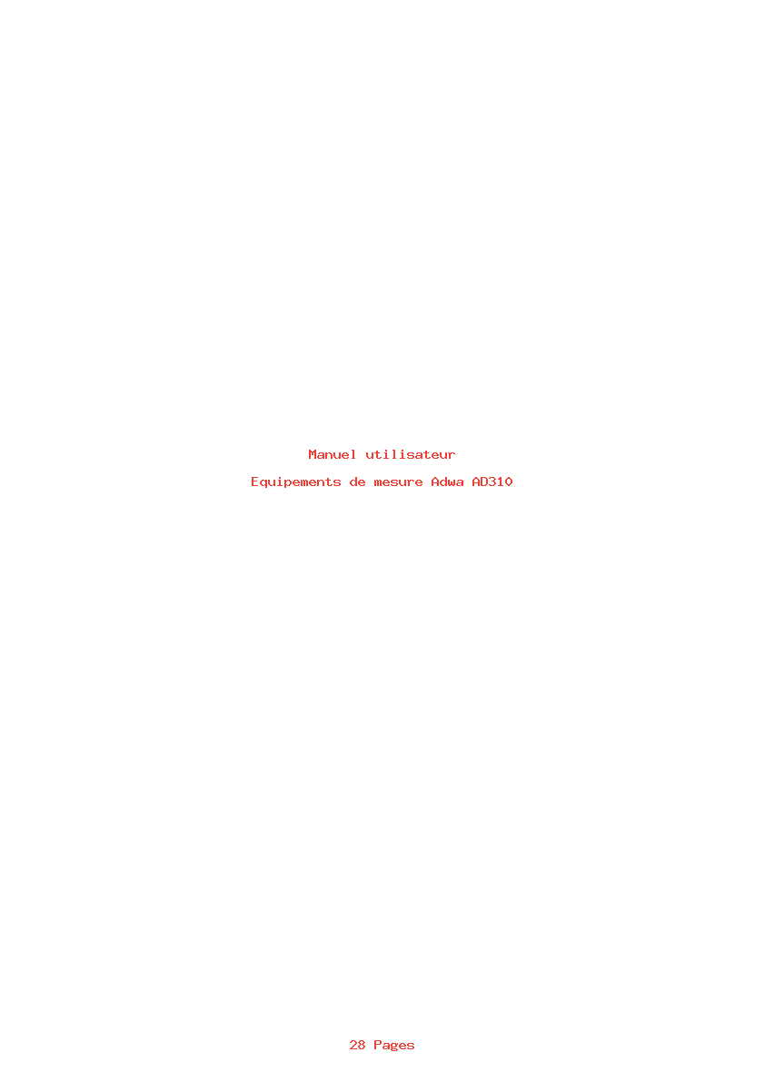 Page 1 de la notice Manuel utilisateur Adwa AD310