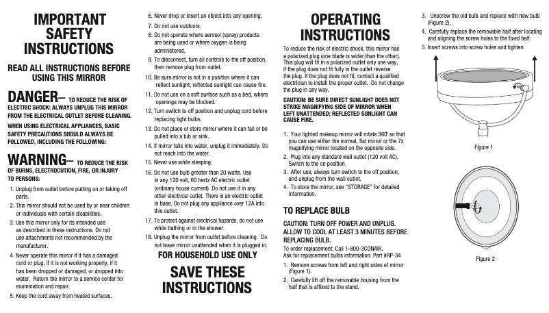 Page 1 of the manual User Manual Conair BE47X