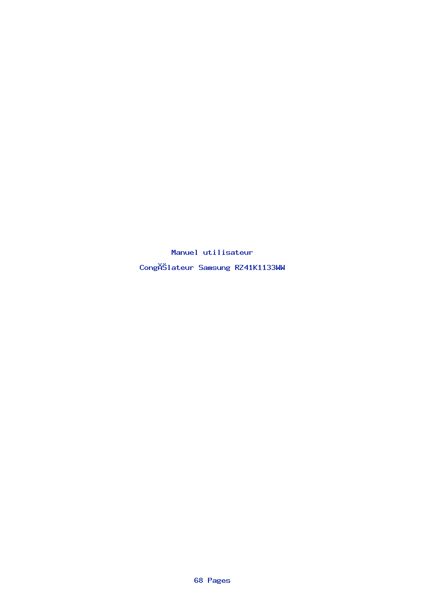 Image de la première page du manuel de l'appareil RZ41K1133WW