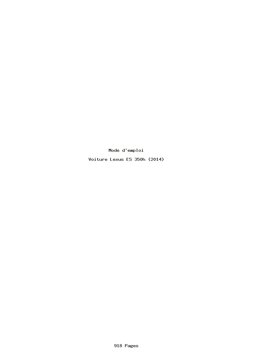 Page 1 de la notice Mode d'emploi Lexus ES 350h (2014)