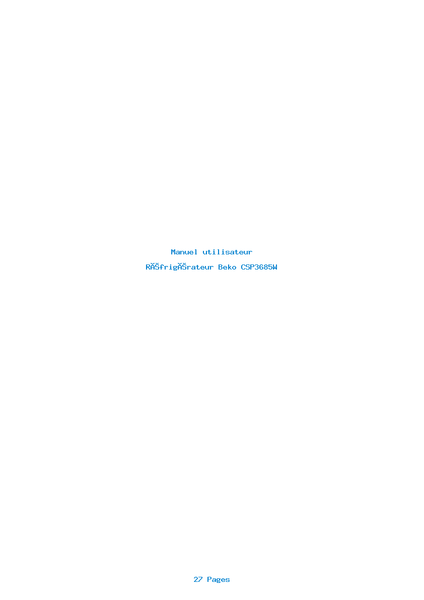 Page 1 de la notice Manuel utilisateur Beko CSP3685W