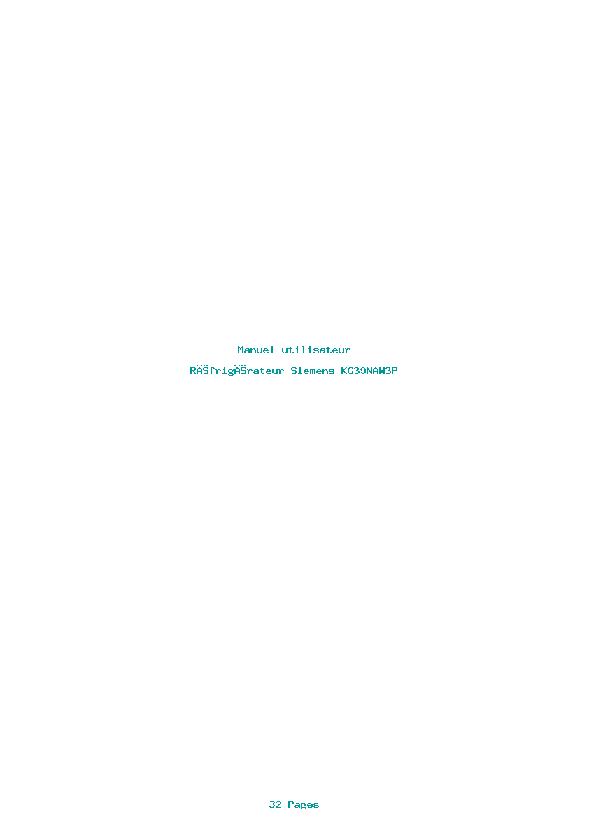 Page 1 de la notice Manuel utilisateur Siemens KG39NAW3P