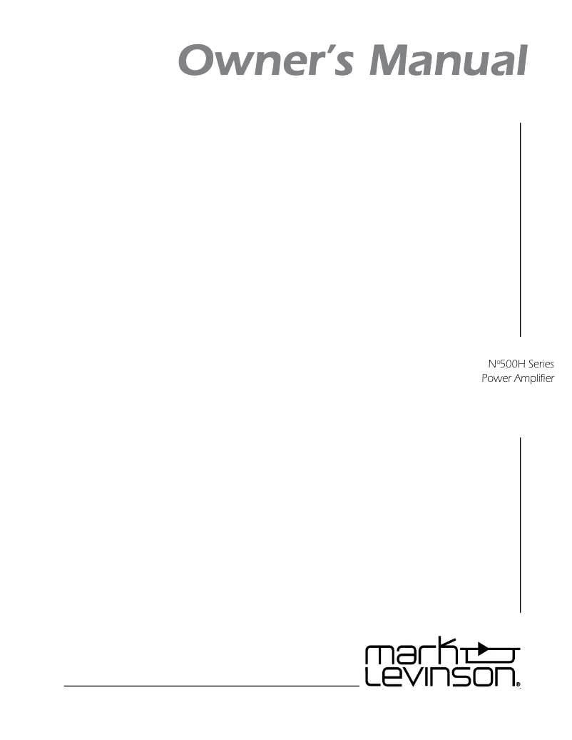 Página 1 del manual Manual de usuario Mark Levinson No531H