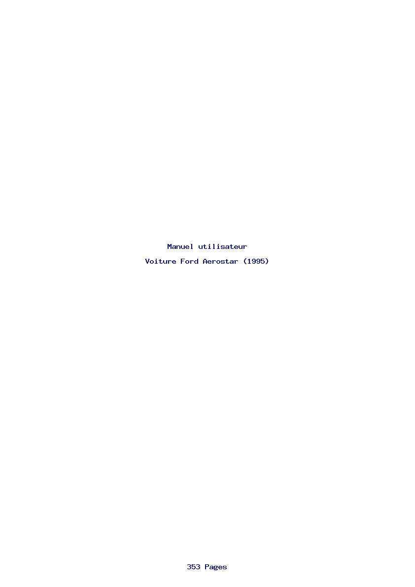Page 1 de la notice Manuel utilisateur Ford Aerostar (1995)