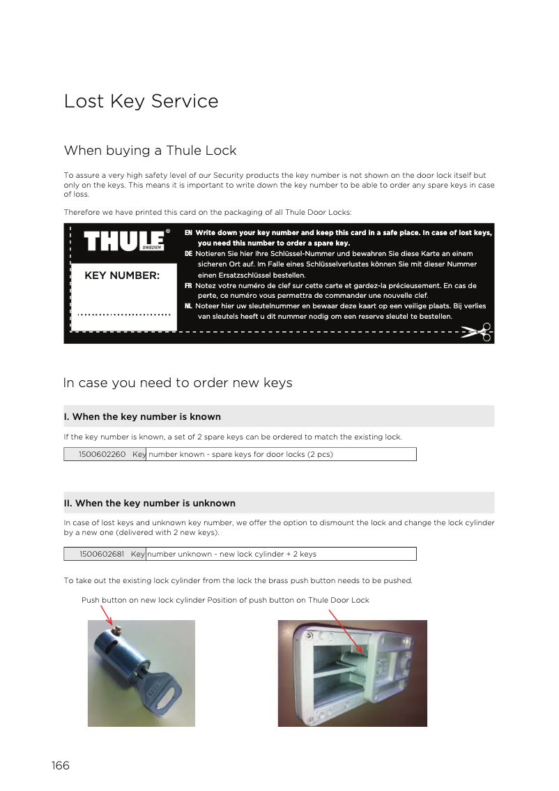 Page 1 de la notice Manuel utilisateur Thule Lock