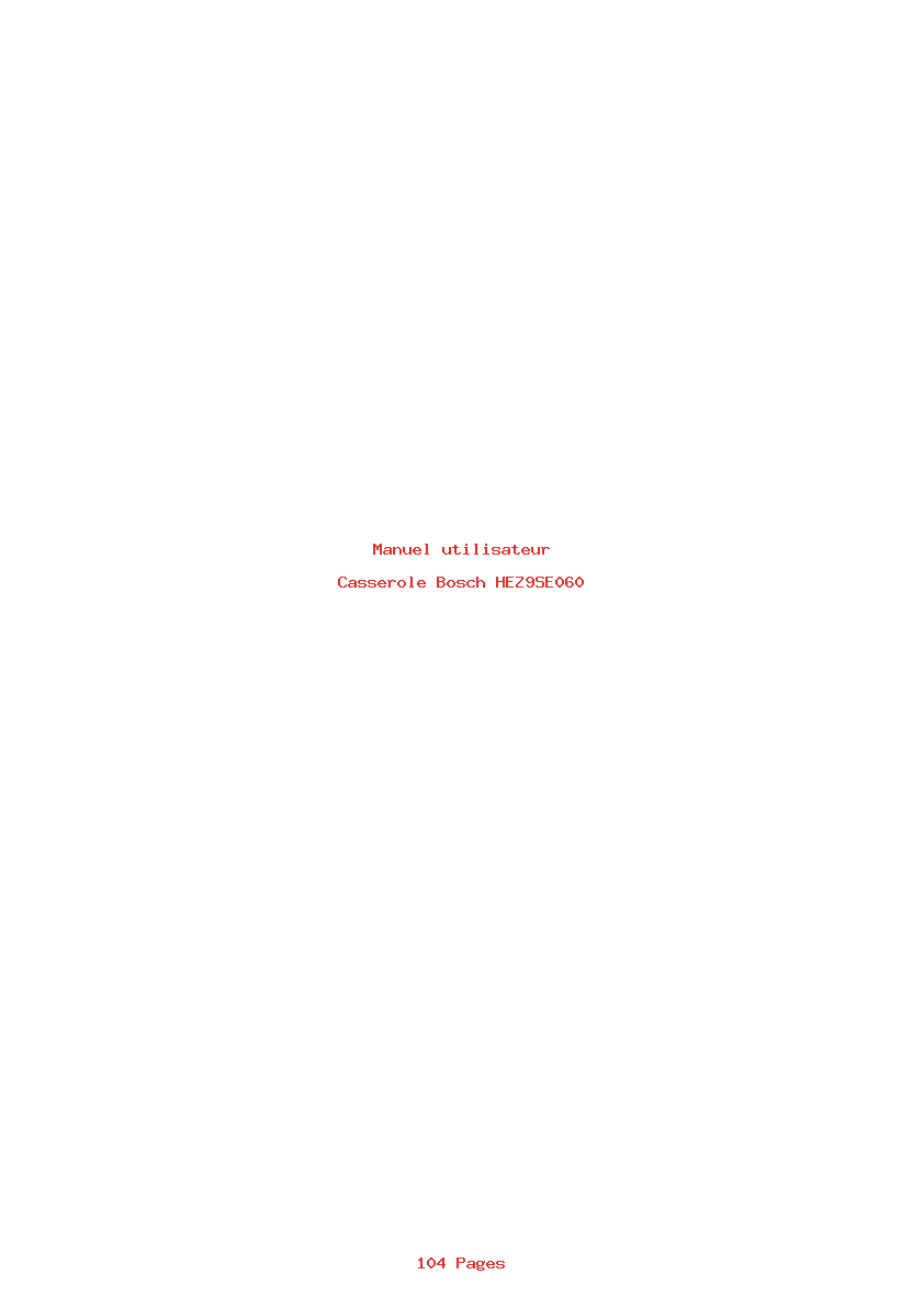 Page 1 de la notice Manuel utilisateur Bosch HEZ9SE060