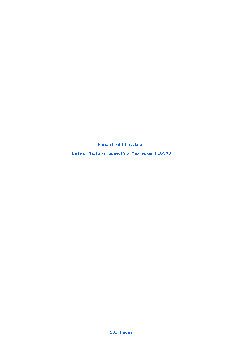 Page 1 de la notice Manuel utilisateur Philips SpeedPro Max Aqua FC6903