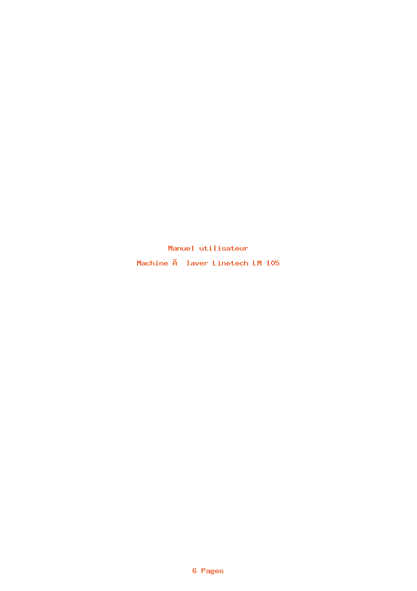 Page 1 de la notice Manuel utilisateur Linetech LM 105