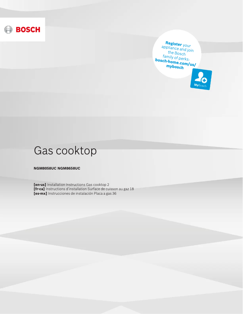 Page 1 of the manual Installation Guide Bosch NGM8058UC