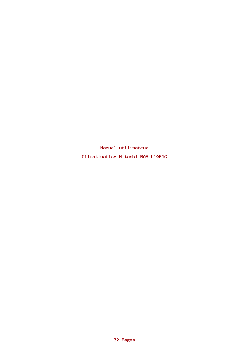 Page 1 de la notice Manuel utilisateur Hitachi RAS-L10EAG