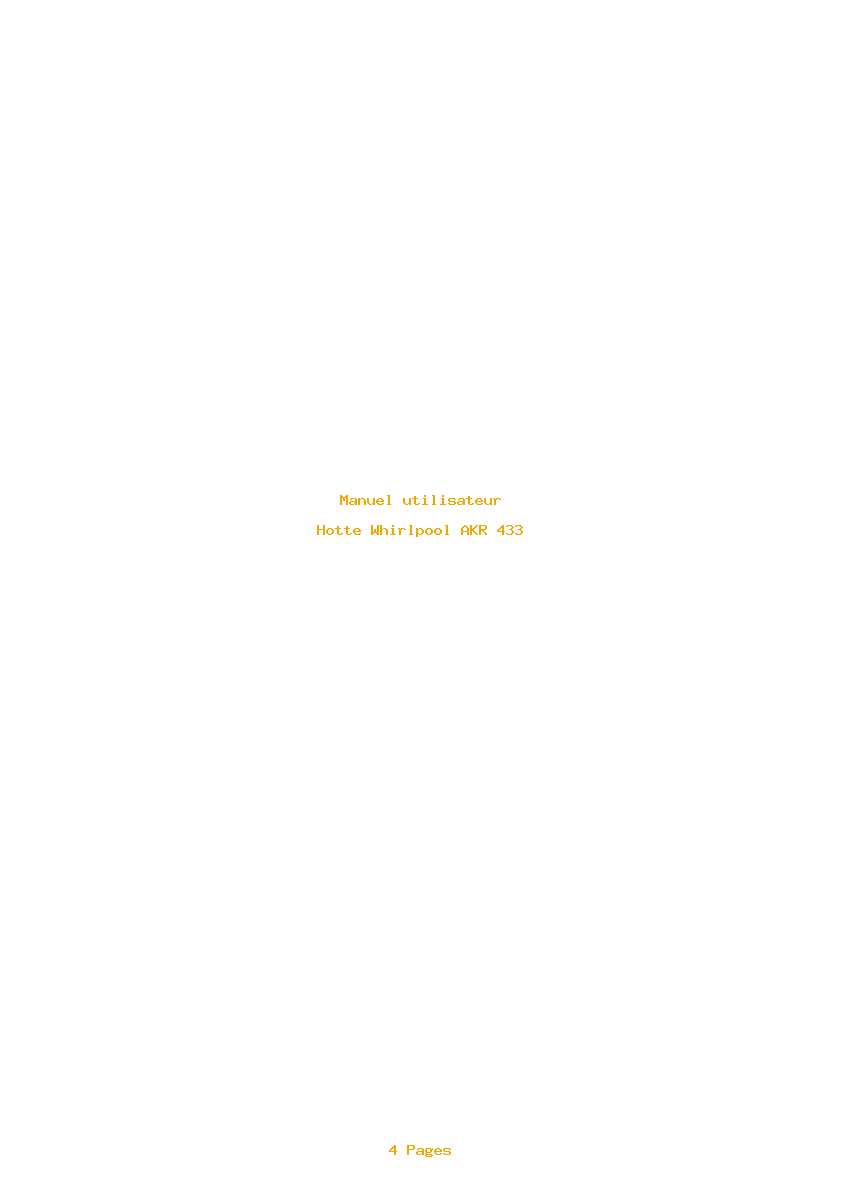 Page 1 de la notice Manuel utilisateur Whirlpool AKR 433