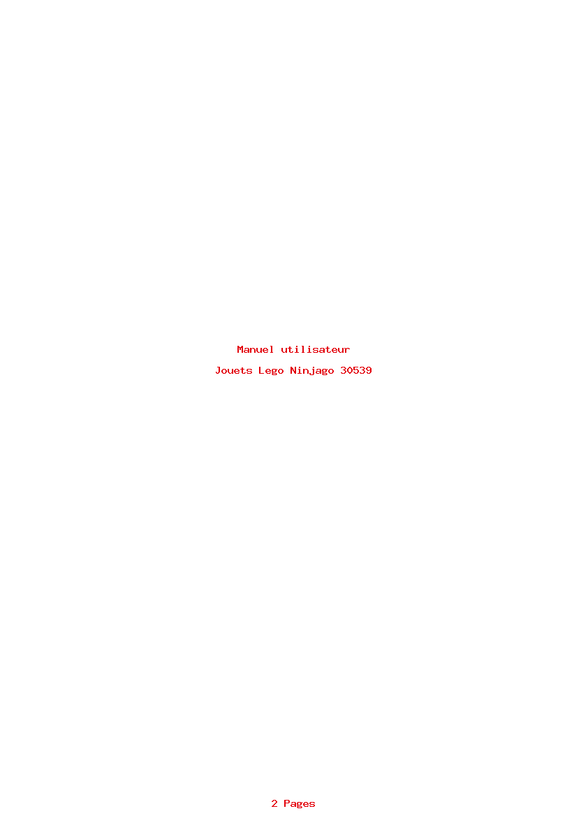 Page 1 de la notice Manuel utilisateur Lego Ninjago 30539