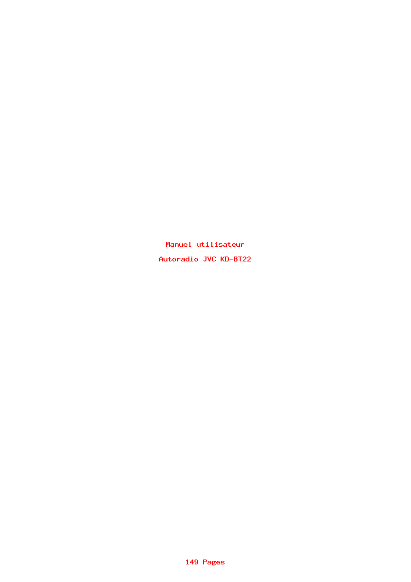 Page 1 de la notice Manuel utilisateur JVC KD-BT22