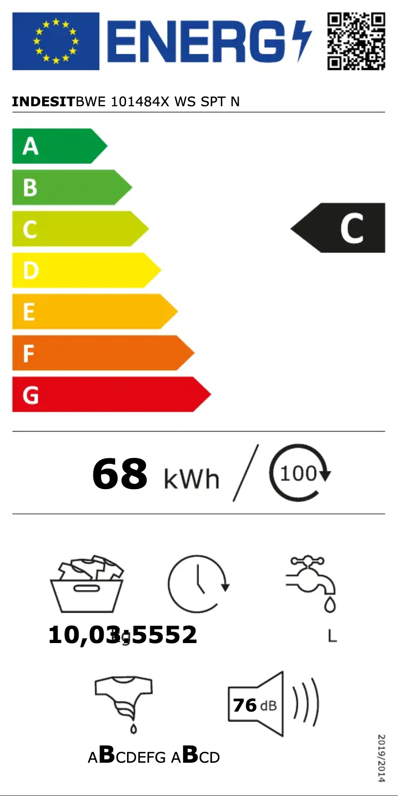 Page 1 de la notice Manuel utilisateur Indesit BWE 101484X WS SPT N