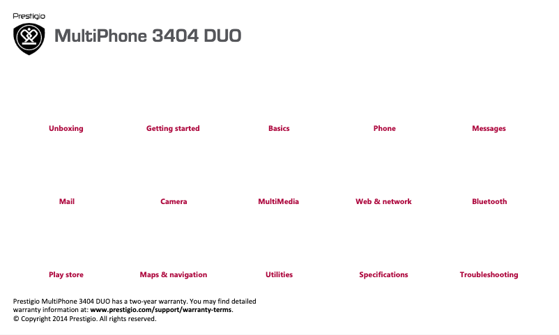 Página 1 del manual Manual de instrucciones Prestigio MultiPhone 3404 Duo