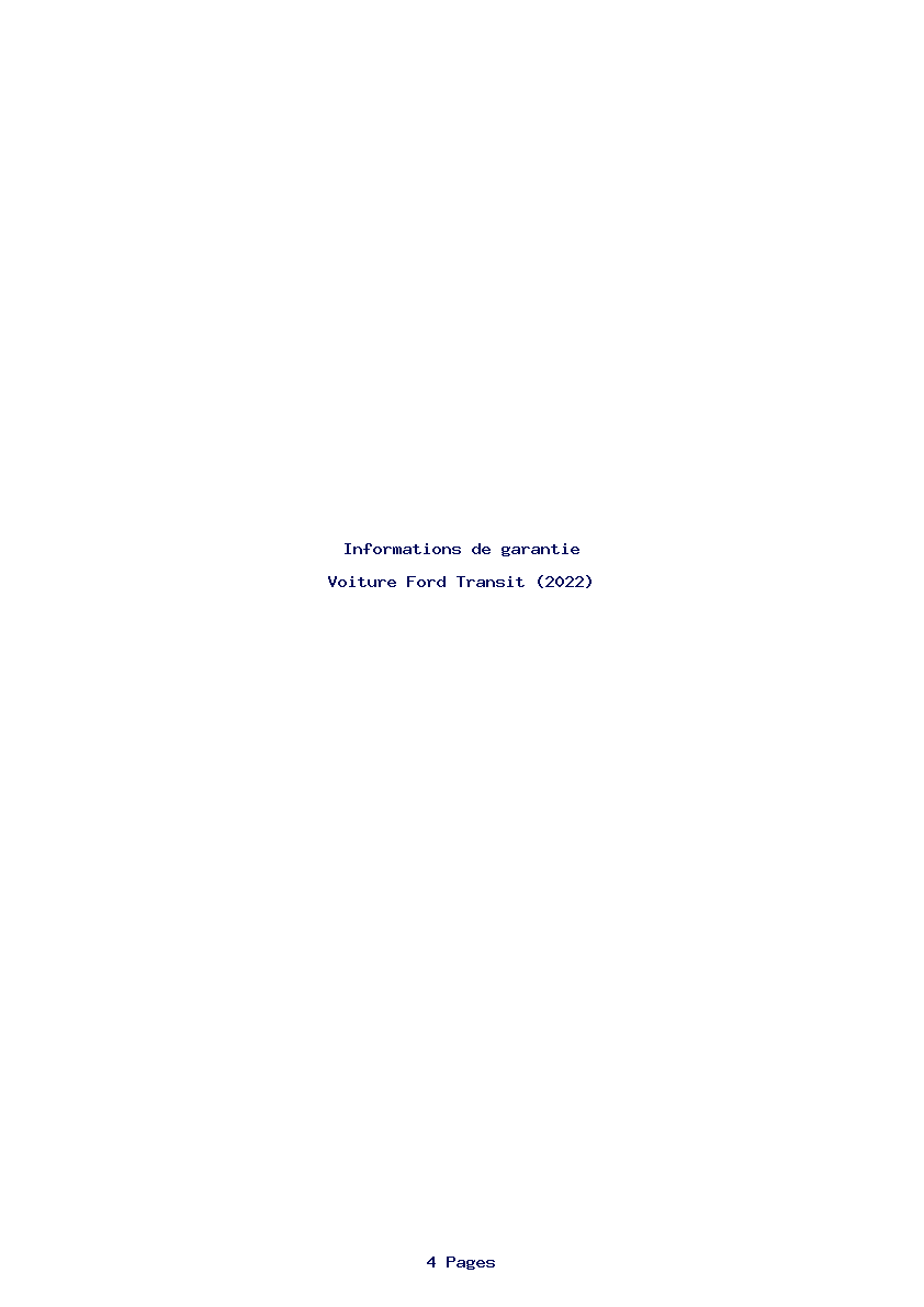 Page 1 de la notice Informations de garantie Ford Transit (2022)