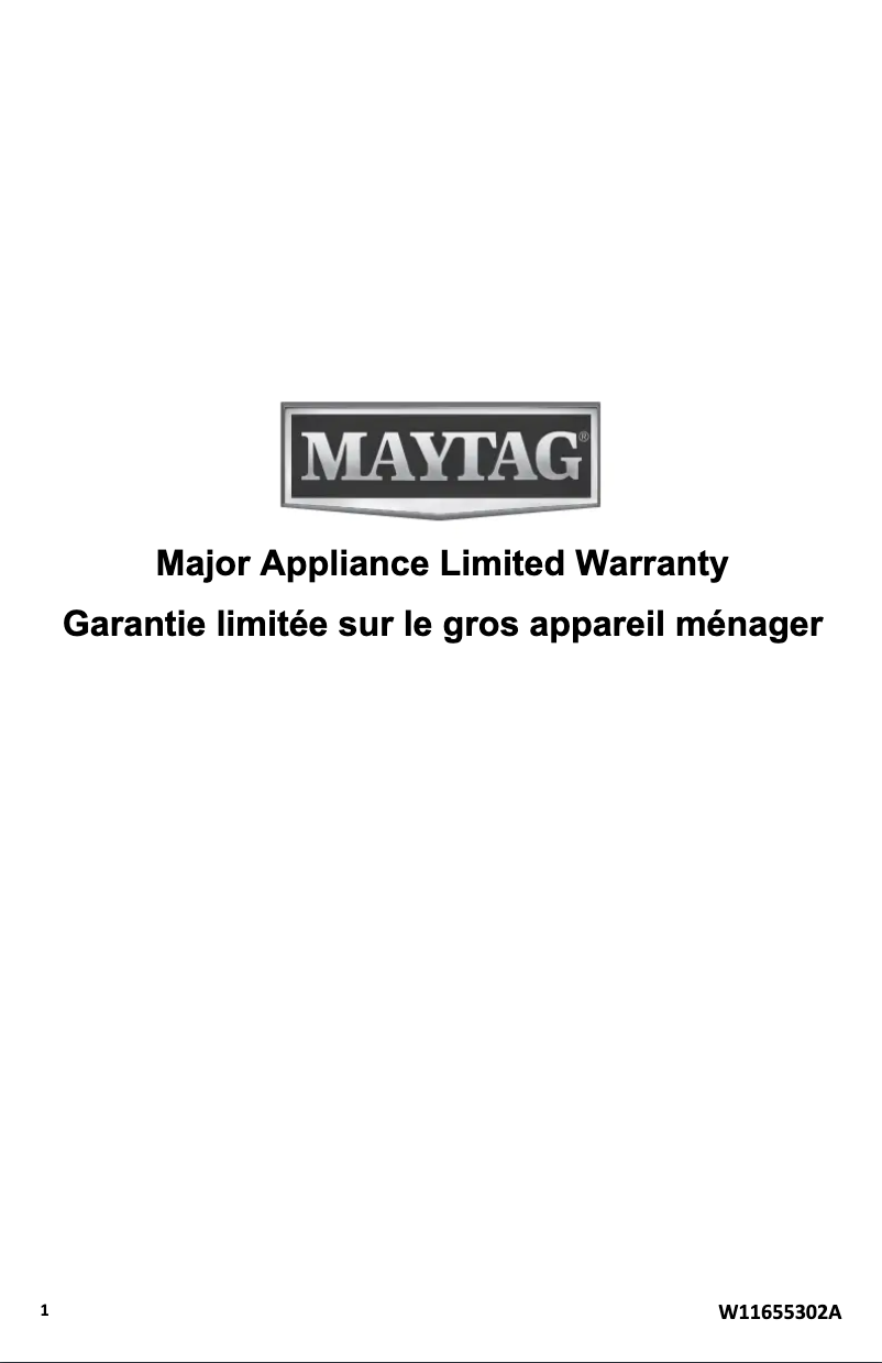Page 1 de la notice Informations de garantie Maytag MGD6630HW