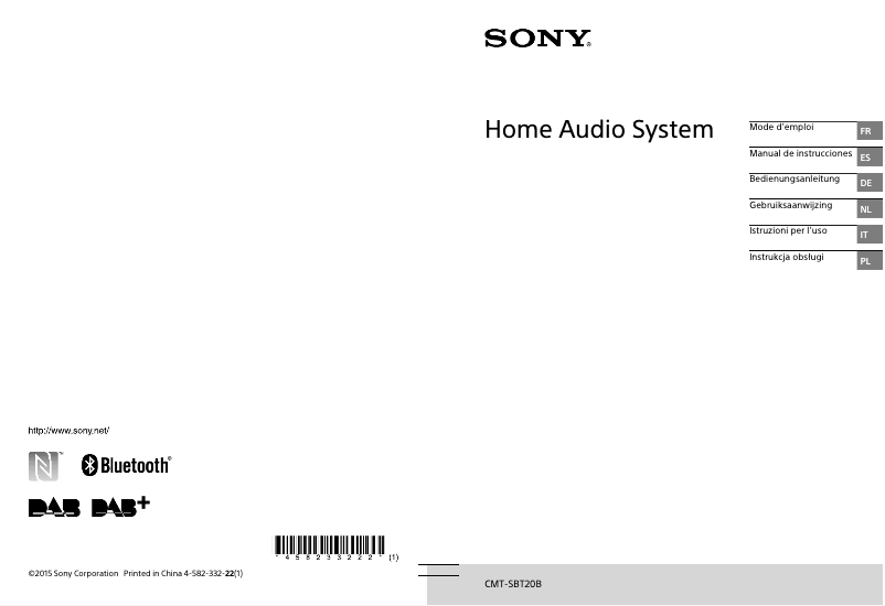 Page 1 de la notice Manuel utilisateur Sony CMT-SBT20