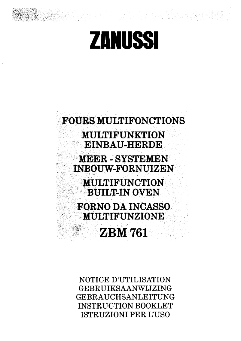 Page 1 de la notice Manuel utilisateur Zanussi ZBM761