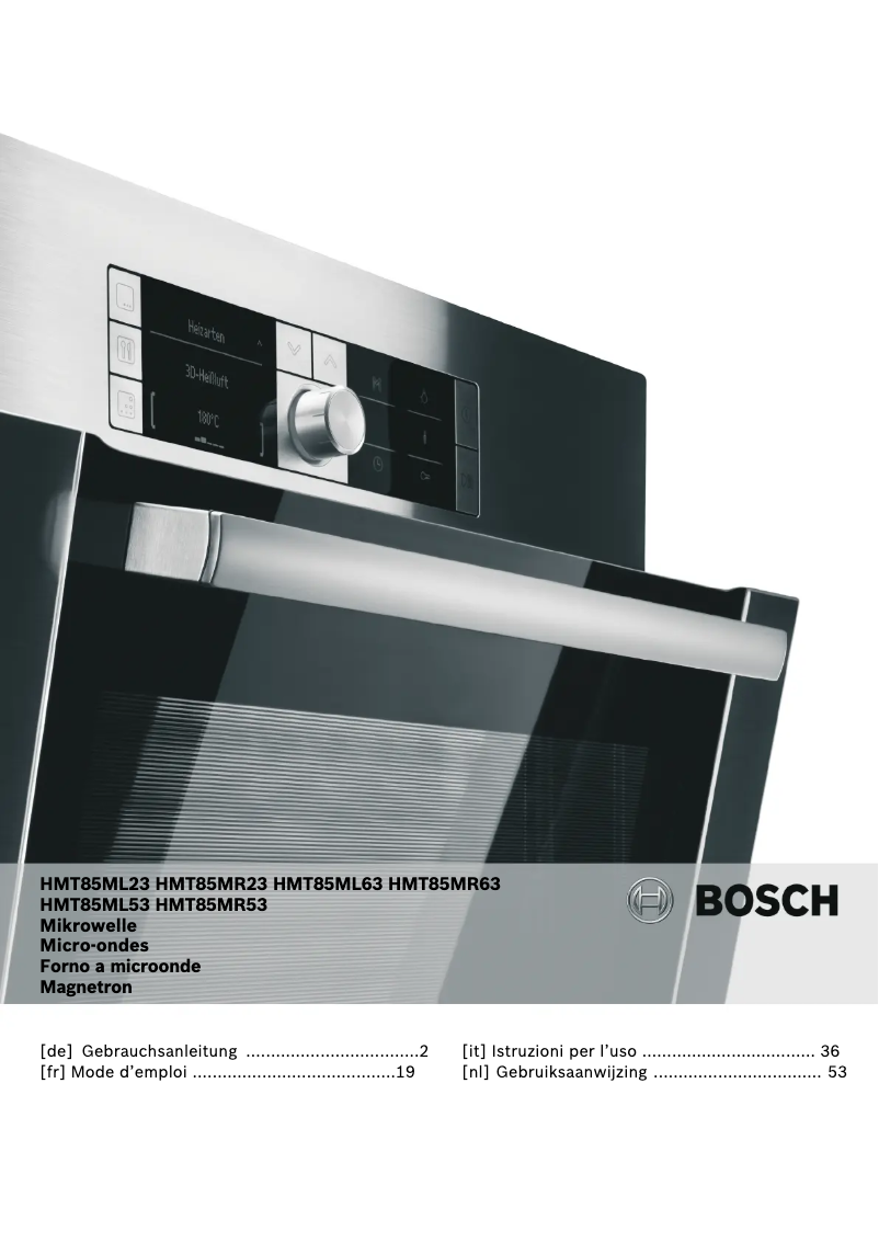 Page 1 de la notice Manuel utilisateur Bosch HMT85MR35