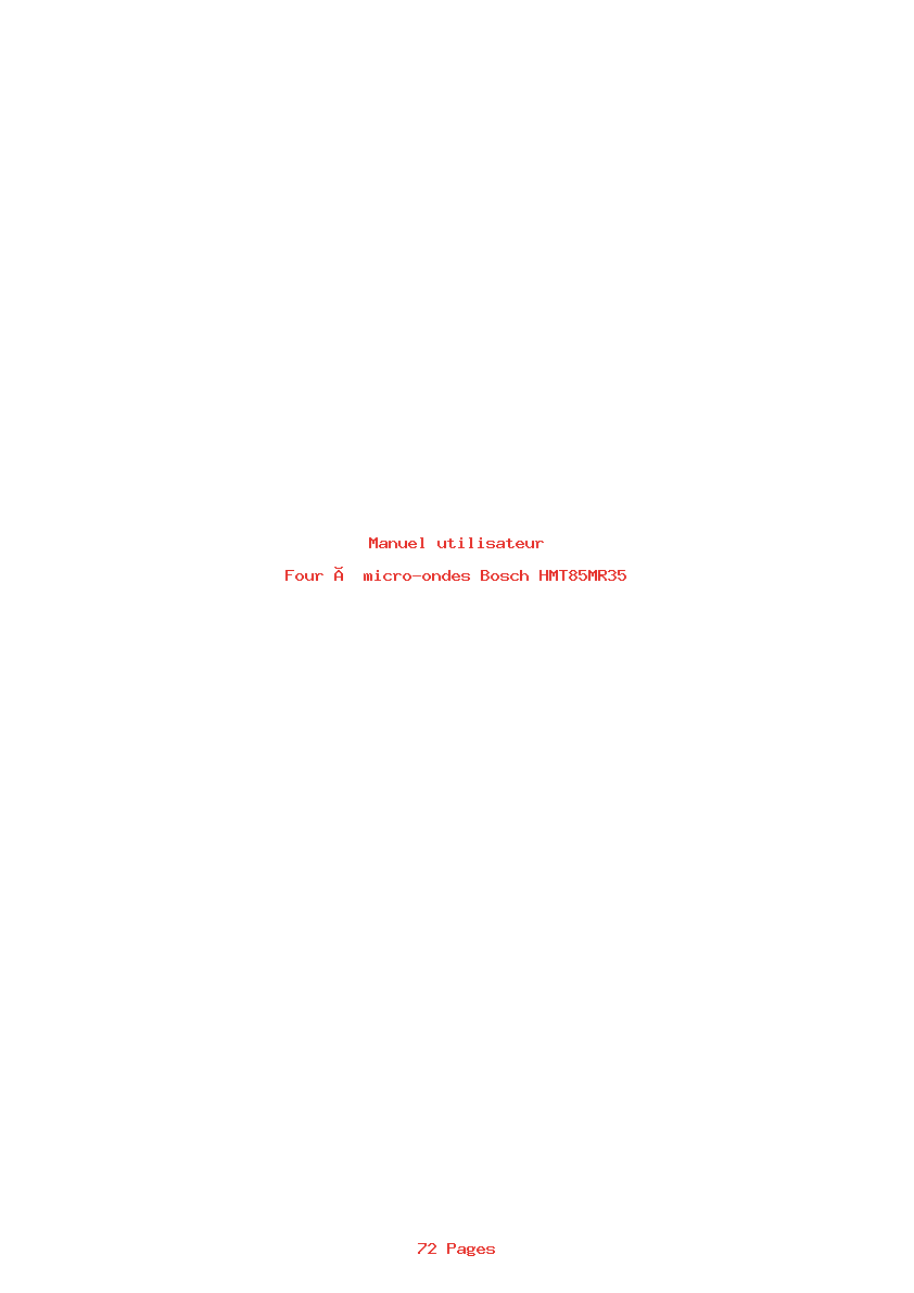 Page 1 de la notice Manuel utilisateur Bosch HMT85MR35