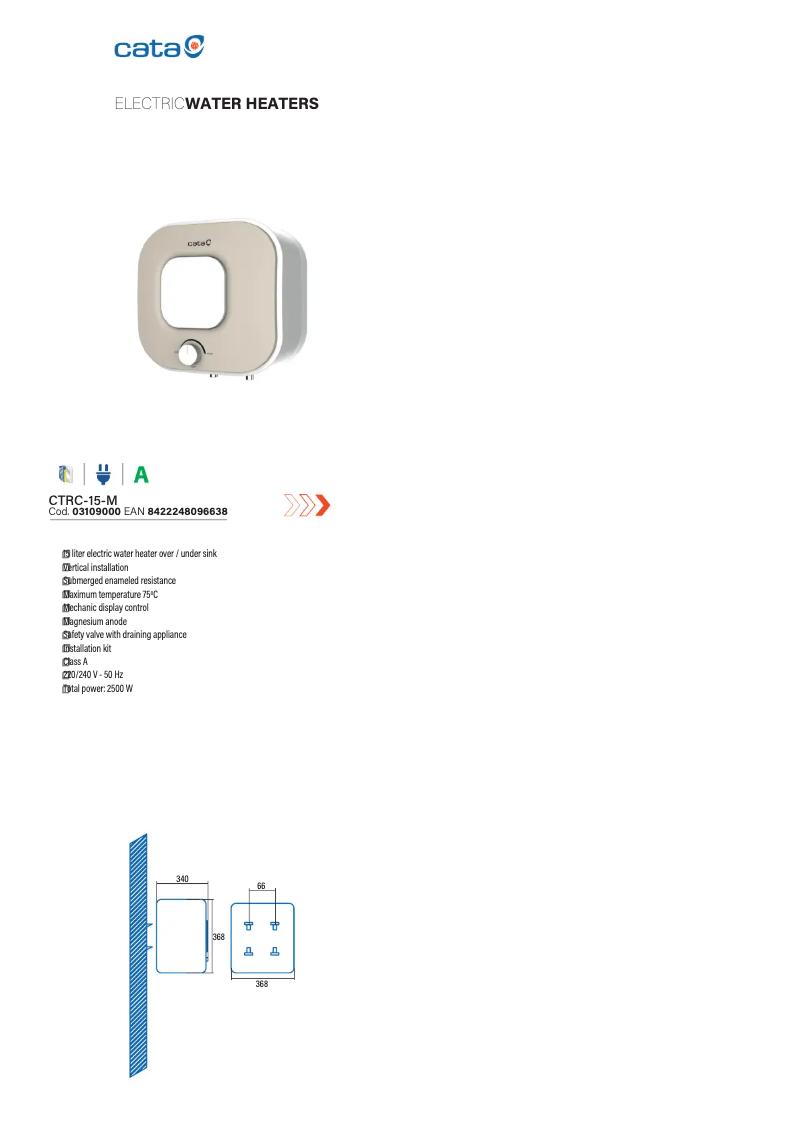Page 1 de la notice Fiche technique CATA CTRC-15-M