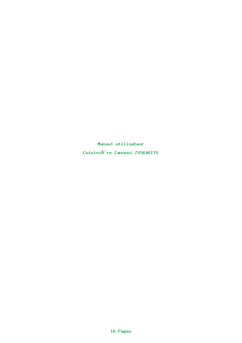 Page 1 de la notice Manuel utilisateur Zanussi ZXS646ITX