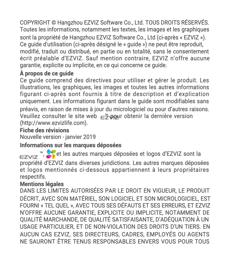 Page 1 de la notice Manuel utilisateur EZVIZ C1HC