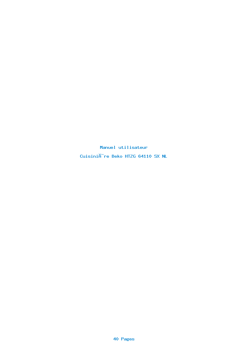 Page 1 de la notice Manuel utilisateur Beko HTZG 64110 SX NL