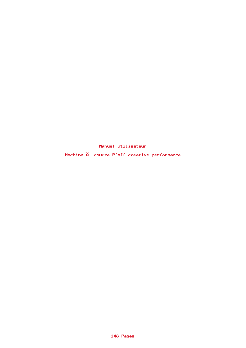 Page 1 de la notice Manuel utilisateur Pfaff creative performance