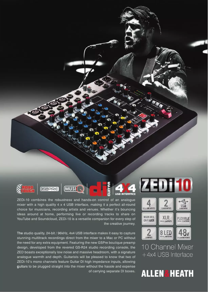 Página 1 del manual Folleto Allen & Heath ZEDi-10