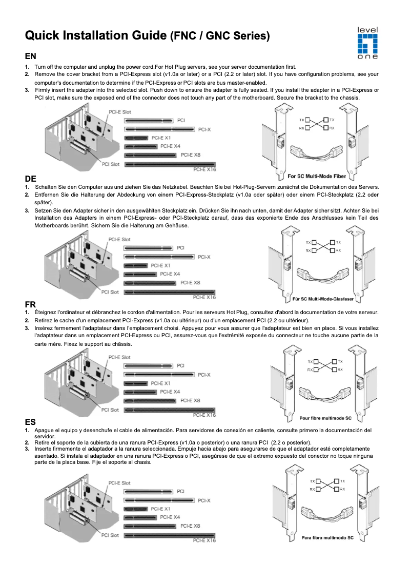 Page 1 de la notice Manuel utilisateur LevelOne GNC-0112
